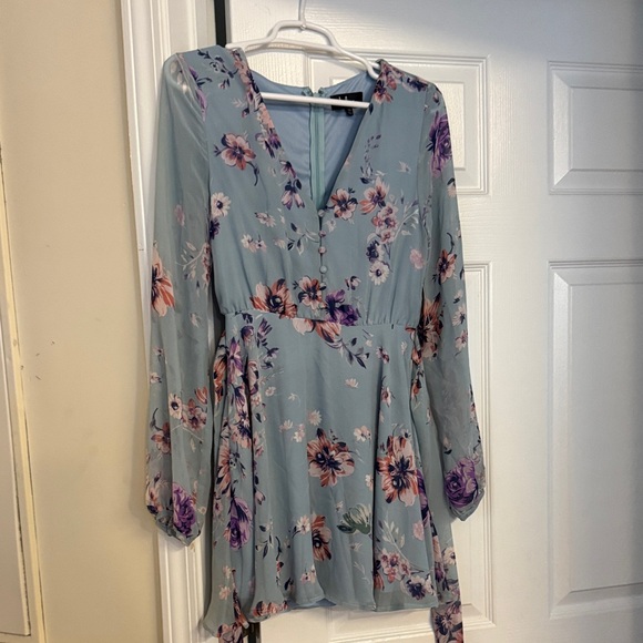 Lulu's Floral Blue and Purple Dress - Picture 1 of 2